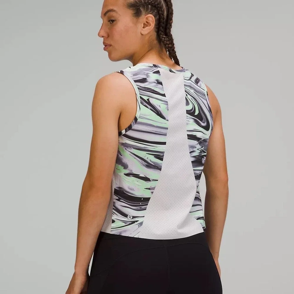 Lululemon Women's Size 4‎ Swift Ventilated Running Tank Gray Green